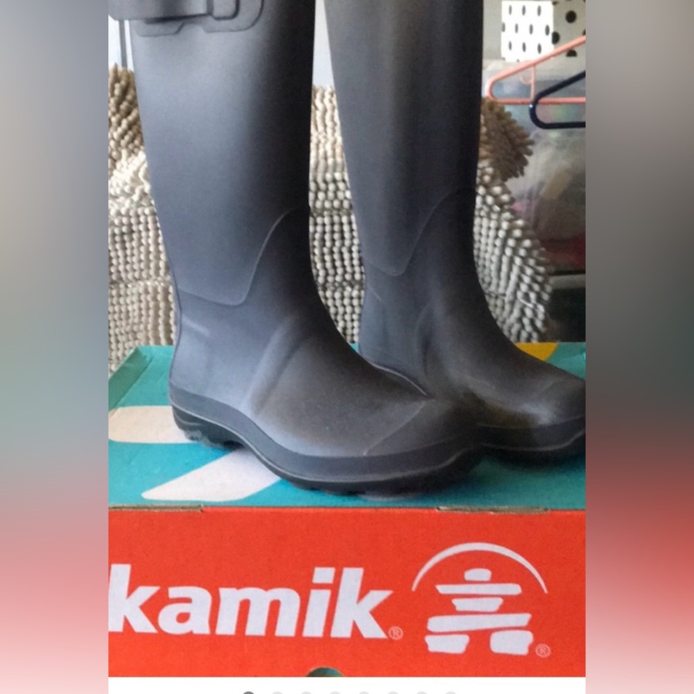 Kamik Gray Tall Rain Boots size 10